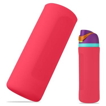 Imagem de Bota de silicone para garrafa de água Owala 680 g, capa protetora inferior antiderrapante compatível com garrafa de água FreeSip presente para acessório de capa protetora Owala (rosa brilhante)