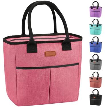 Imagem de Lancheira térmica para mulheres e homens, lancheira térmica reutilizável à prova de vazamento adequada para bolsa de gelo, lancheiras para trabalho/piquenique/viagem (rosa)