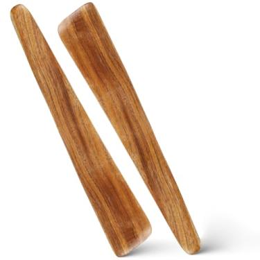 Imagem de Espátulas grandes planas de madeira para frigideiras antiaderentes, conjunto de espátulas grandes de 2 peças para virar, cozinhar e mexer, espátula de panqueca grande para grelha, 30 cm, marrom