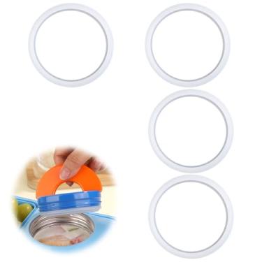 Imagem de 4 peças de vedação de garrafa de isolamento para lancheira Bento, 6,3 x 6,3 x 0,6 cm de vedação de silicone para recipiente de alimentos sem vedação de BPA para lancheira Bento (transparente)