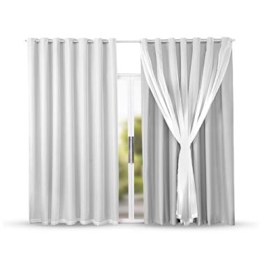 Imagem de Cortina Blackout com Voil Forro para Quarto e Sala de Estar Decoração Casa Blecaute Elegante(Branca,3,00X2,70m)