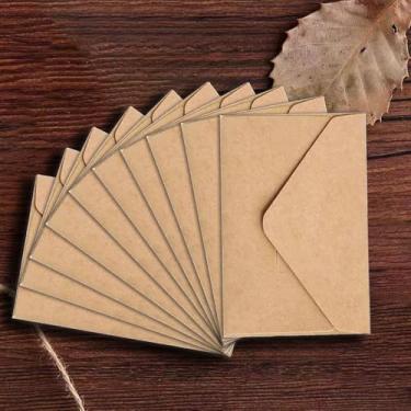 Imagem de Pacote com 10 mini envelopes de vale-presente de 10 cm x 7 cm, envelopes pequenos para feriados, casamentos, aniversários - Kraft marrom