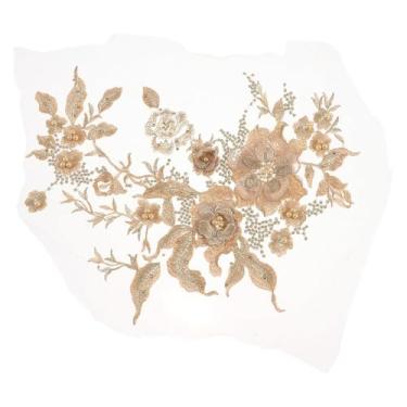 Imagem de Vestido de noiva de renda com contas em tecido floral 3D DIY