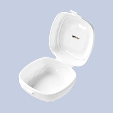 Imagem de Mini caixa organizadora de joias com anel de puxar de metal – Armazenamento compacto para anéis, brincos e bugigangas, perfeita para viagens e uso doméstico (branca)