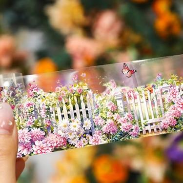 Imagem de Adesivos florais para álbuns, fita PET para plantas, adesivos de cerca para scrapbook, decoração de materiais de scrapbook, estilo 18