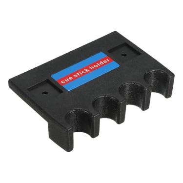 Imagem de 1 suporte de taco de 4 furos, suporte de taco de piscina portátil de plástico para descanso contra mesa de bilhar, preto