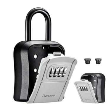 Imagem de SAFEKey Lockbox, caixa de armazenamento portátil de chave montada na parede para chaves de casa, código redefinível, cofre de segurança para casa, escritório, apartamento (1 pacote, cinza)