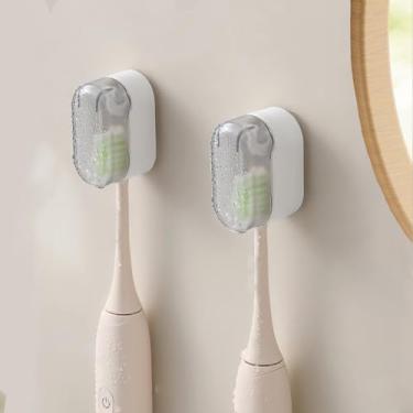 Imagem de 2 peças de estojo protetor de escova de dentes para viagem, tampas de cabeça de escova de dentes, organizador de rack de pendurar na parede