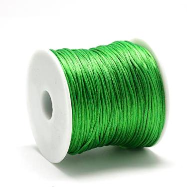 Imagem de Fio de nylon acetinado de 1 mm para fabricação de joias, acabamento de contas brilhantes e sedosas, tranças, aparar, enrolar, artesanato, pulseiras de macramê Kumihimo, verde-limão