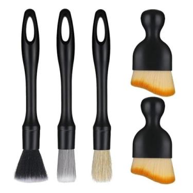 Imagem de 5PCS espanador interior de carro, vassoura de carro, escova de detalhes, cerdas macias, ferramentas de carro, painel, interior, exterior, teto solar, couro, assento,
