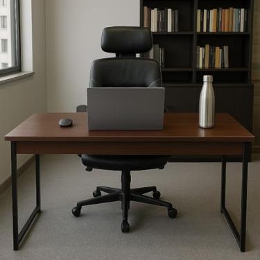 Imagem de Mesa Industrial Escrivaninha Home Office 90x45cm – Mesa para Computador, Escritório, Estudo e Gamer, Compacta e Moderna(Marrom,90CM)
