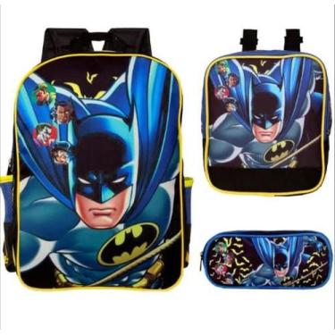 Imagem de Kit Mochila Escolar de Costas Menino Batman Mais Lancheira Térmica e E
