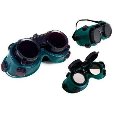 Imagem de Mascara Tipo Óculos Solda Articulável Lente Dupla Emborracha Cor Verde