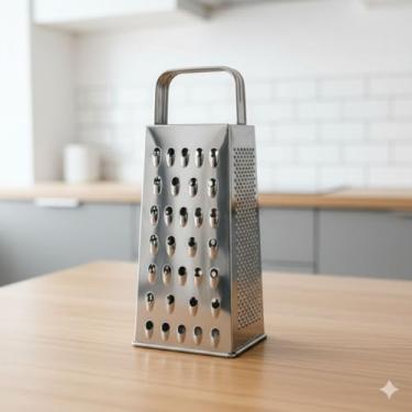 Imagem de Ralador 4 Faces em Aço Inox 21cm – Multiuso, Resistente e Antiferrugem | Rala Queijo Parmesão, Legumes, Frutas e Chocolate | Utensílio de Cozinha Prático e Durável