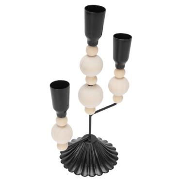 Imagem de Generic Suporte de Vela de Pilar, Suporte de Castiçal de Madeira Rústico Estável Elegante Versátil para Lareira (Preto)