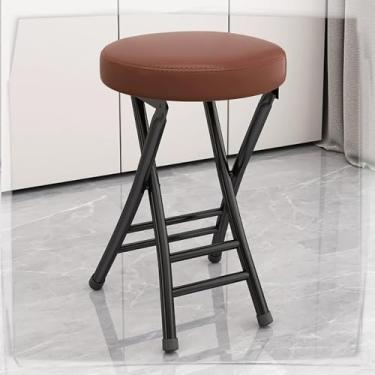 Imagem de Banco Dobrável Acolchoado Redondo Acolchoado 20 In Altura Do Balcão Banco Dobrável Portátil Sem Encosto Banqueta Dobrável Para Cozinha Em Casa Acampamento Ao Ar Livre, Brown, One Size