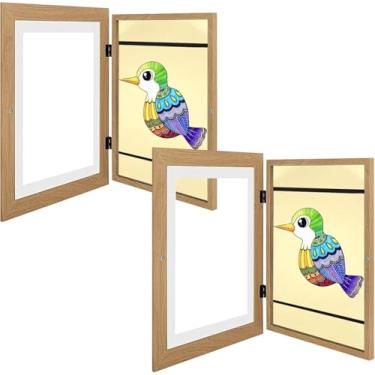 Imagem de Molduras De Arte Para Crianças Com Abertura Frontal, Moldura De Arte Mutável Para Exibição De Imagens, Molduras De Arte A4 Para Projetos De Arte Para Crianças, Desenho Pa, Holz, 2pcs