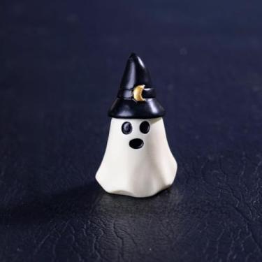 Imagem de 1 miniatura, enfeites de fantasma de Halloween, mini figuras de paisagem para jardins de fadas, terrários, decoração de mesa e festa, fantasma branco, grande