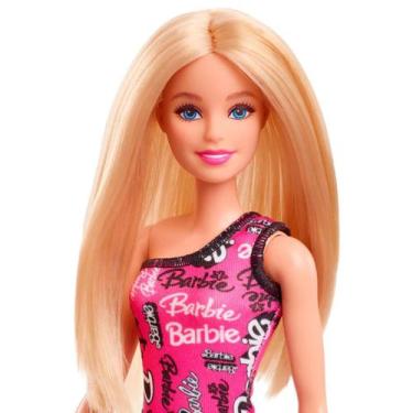Imagem de Boneca Barbie Básica Loira Original Mattel Vestido Estampado Fashion 2