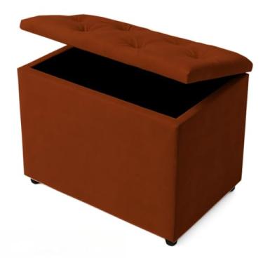 Imagem de Baú Retangular Banquinho Puff Decorativo organizador Guarda Brinquedos Assento(TERRACOTA SUEDE)