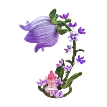 Imagem de Baoblaze Kit para confecção de luminária de mesa em formato de flor com limpadores de cachimbo. Presente criativo, faça você mesmo, luminária de mesa com, Roxo