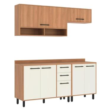 Imagem de Armário De Cozinha Compacta Modulada 4 Peças Com Balcão Havana Multimóveis Cr20337 Rovere/champanhe Rovere/champanhe