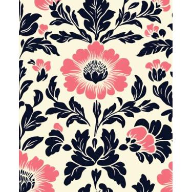 Imagem de XRUIBZI Papel de parede floral rosa boho vintage floral papel de contato folha preta mural de parede para quarto banheiro vinil impermeável autoadesivo removível locatário dormitório papel de parede