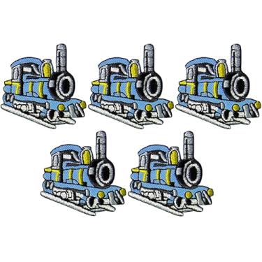 Imagem de Papapatch Conjunto 5 de pequenos mini trem a vapor fofo retrô desenho animado de motor infantil reparação de roupas bolsas decalque aplique decorativo ferro costurado em adesivos bordados (TRAIN-04