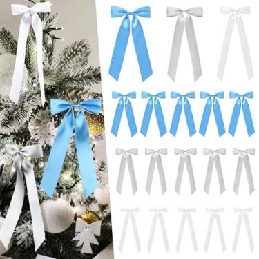 Imagem de CEELGON 24 peças, 3 tamanhos, decoração de laço de cetim, laços de fita longa para parede de quarto, enfeites de árvore de Natal para guirlandas, festas de casamento, festas de casamento, decorações