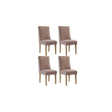 Imagem de Kit 4 Cadeiras Sala Jantar Maldivas 4 Un Madeira Capuccino-linho Capuccino - Rufato