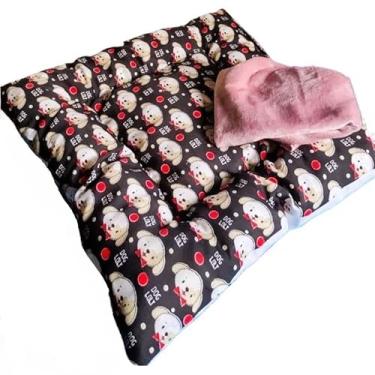 Imagem de Colchão cama para Pet descansar Confortável acompanha Manta para cachorro Gato porte Pequeno Médio(Preto impermeável)