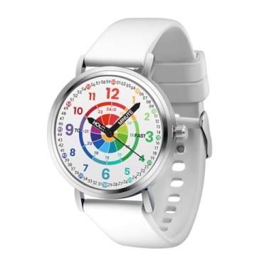 Imagem de DEFINEY Relógio de aprendizagem analógico infantil – Relógio de professor à prova d'água para meninos e meninas de 4 a 12 anos, relógio educativo de fácil leitura, presente de aniversário durável para