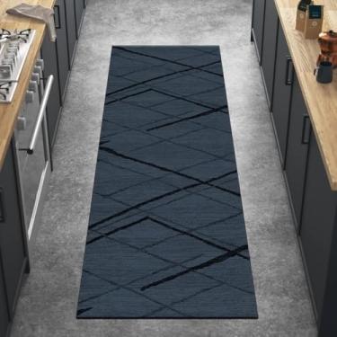 Imagem de Tapetes Para Corredor Verde, Lavável Antiderrapante 120x160cm Patchwork Runners Mat Non Slip Runner Tapetes Para Cozinha Quarto Porta Escada, Blue, 120x180CM