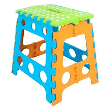 Imagem de Banquinho Dobrável Banqueta Plástica Infantil Com Alça 25kg