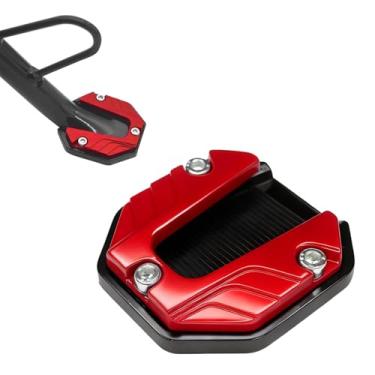 Imagem de KUQUTIDY Almofada de suporte de motocicleta, placa de extensão de suporte lateral de liga de alumínio, acessório universal de suporte de motocicleta para solo macio, grama, cascalho, areia e pavimento