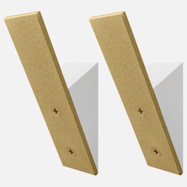 Imagem de Cabide de chapéu de parede dourado - Gancho de toalha de banho de latão - Conjunto de 2 ganchos - Rack de acessórios decorativos para banheiro