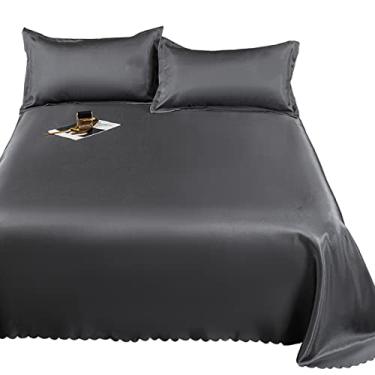Imagem de Jogo de lençol e fronha queen size, roupa de cama, resistente ao desbotamento e lavável na máquina, cinza escuro - solteiro
