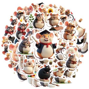 Imagem de 35 peças de personagens de rato, fantasias de animais, férias sazonais, expressões fofas, adesivos de animais, fantasia de brinquedo para notebook, bagagem, celular, copo, laptop, motocicleta, bagagem