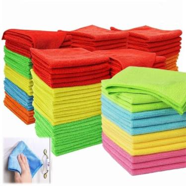 Imagem de Pacote com 20 panos de limpeza de microfibra, panos de limpeza, panos de limpeza altamente absorventes, panos reutilizáveis sem fiapos pano de microfibra para casa, cozinha, cuidados com o carro