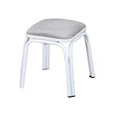 Imagem de ZABEES Banqueta moderna de metal para descanso de pés, banquinho alto, banquinho pequeno para entrada de adultos, banco de troca de sapatos para sala de estar, assento acolchoado