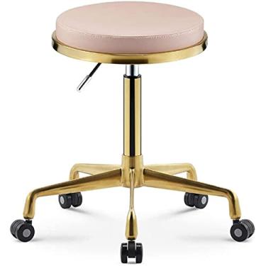 Imagem de BSNANCA Banqueta redonda com rodinhas Cadeira rolante Salon Shop Chair Altura (Cor: Azul) (Branco) (azul) (rosa)