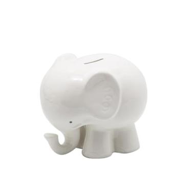 Imagem de ZABEES Ornamento de cerâmica de cofrinho de elefante grande capacidade bonito cofrinho presentes práticos para aniversário, Páscoa pode ser levado para fora
