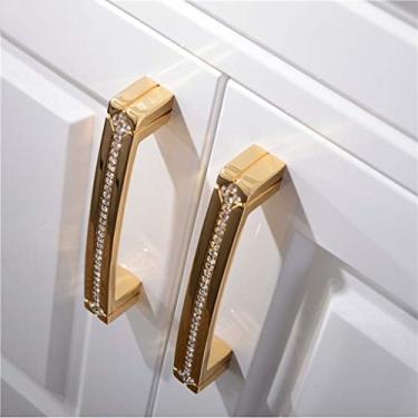 Imagem de ASPROD Maçanetas de armário 24K ouro verdadeiro cristal tcheco puxador de porta puxadores de móveis puxadores nunca desbotam acessórios de móveis dourados e cromados (cor: D, tamanho: 146 mm)