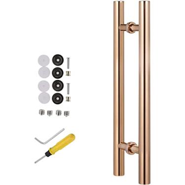 Imagem de Puxador de porta deslizante para porta de celeiro de aço inoxidável com acessórios, maçaneta redonda dupla face moderna para porta deslizante de chuveiro e porta de vidro externa