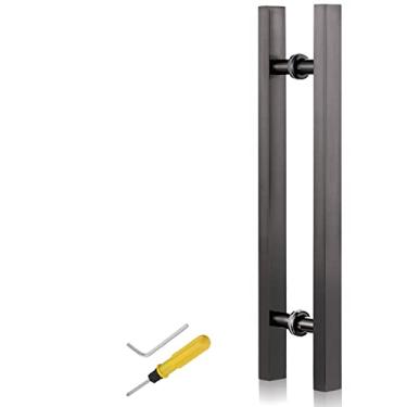 Imagem de STXYANGV Maçaneta de porta push-pull para celeiro, maçaneta de barra de porta deslizante interna externa, maçaneta de porta de madeira dupla face para banheiro hotel hall, instalação traseira para