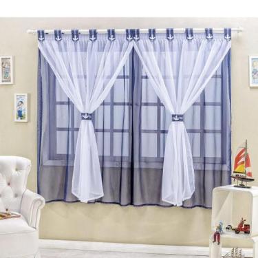 Imagem de Cortina Para Quarto Infantil Azul 3M X 2,80M Para Varão - Minha Almofa