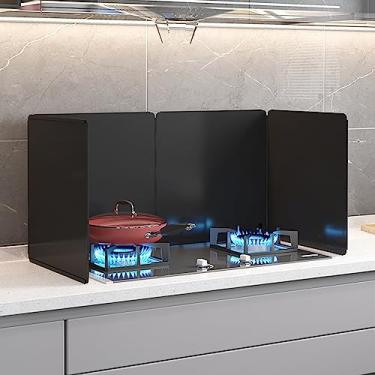 Imagem de HYUIO Protetores contra respingos de cozinha, óleo antiaderente de proteção de graxa, protetor de respingos de fogão dobrável, protetor contra respingos de fogão de aço carbono, backsplash atrás do