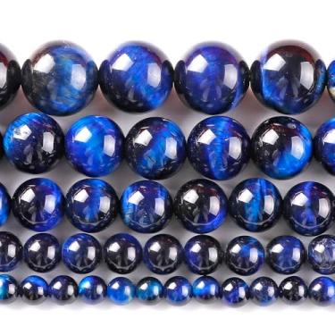 Imagem de Cynbpm Pedra natural safira lápis-lazúli olho de tigres pedras preciosas azuis contas decorativas para fazer joias DIY pulseira colar 38 cm 8 mm