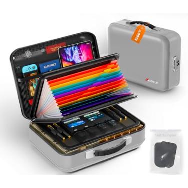 Imagem de Caixa de documentos à prova de fogo com fechadura, 2,871 °C, à prova de fogo, resistente à água, estojo rígido organizador de arquivos, cofre para documentos importantes, certificados, laptop