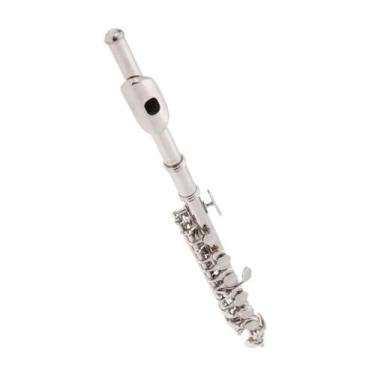 Imagem de Flauta de meio tamanho para flauta com superfície banhada a prata, chave C, corpo de cobre branco, instrumento de furo fechado